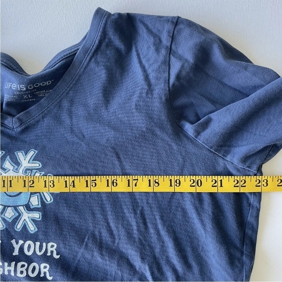 Life Is Good Women's Crusher T Shirt LS Love Your Neighbor Snow Flake Blue XL - Picture 6 of 9